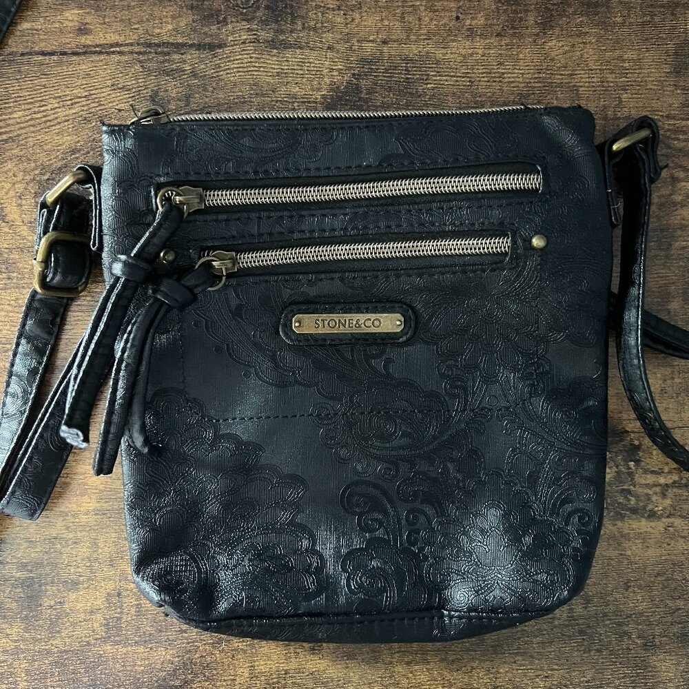 Stone & Co. Convertible Nancy 3-Bagger Crossbody Purse Bag Wristlet Black